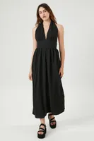 Women's Smocked Halter Maxi Dress in Black Medium