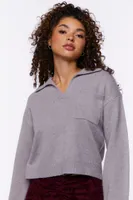 Women's Split-Neck Collared Sweater