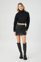 Women's Ribbed Turtleneck Sweater in Black Medium