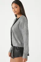 Women's Ribbed Cardigan Sweater Silver