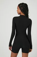 Women's Fitted Mock Neck Romper in Black Small