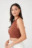 Women's Twill Halter Crop Top in Cappuccino, XL