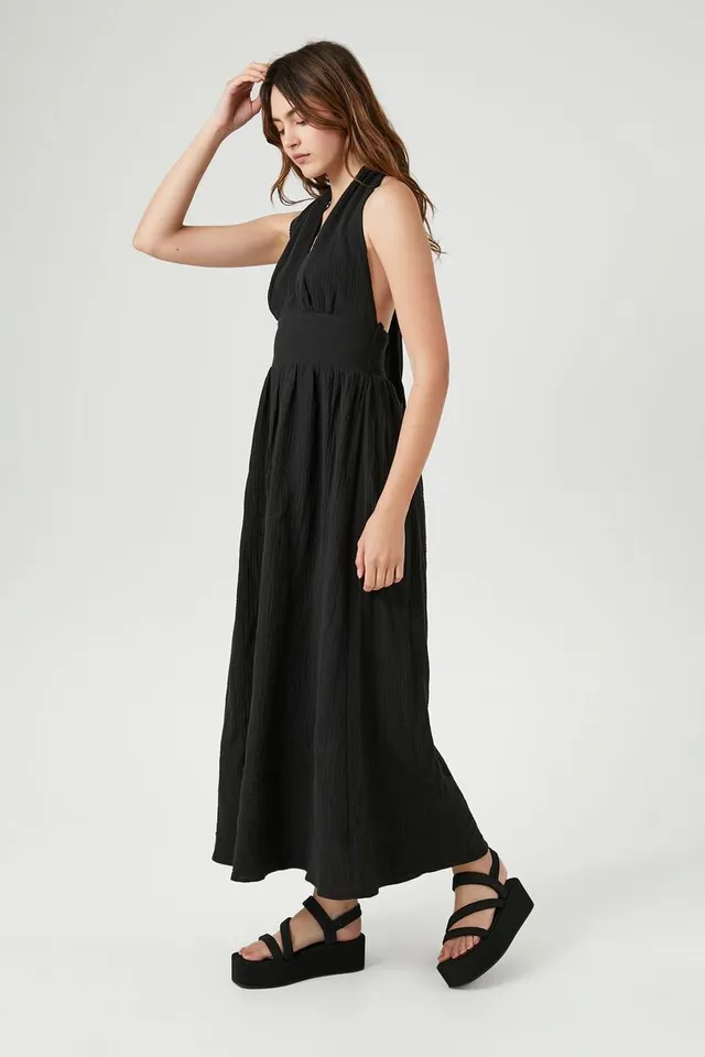 forever 21 halter maxi dress Cutout Plunging Halter Maxi Dress