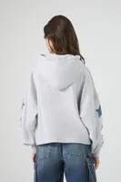 Women's NYC Star Denim Patch Hoodie in Heather Grey Medium