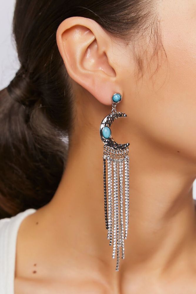 Women's Moon Drop Earrings in Turquoise/Silver