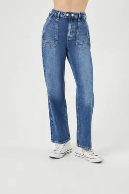 Women's High-Rise Straight Jeans Medium Denim,
