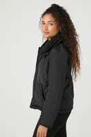 Women's Faux Fur-Trim Jacket in Black/Black Large