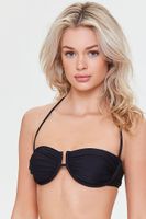 Women's Ribbed Halter Bikini Top in Black