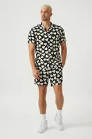 Men Broken Heart Print Drawstring Shorts in Black/White, XXL