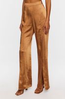 Women's Satin Mid-Rise Split-Hem Pants