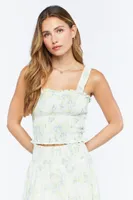 Women's Floral Print Smocked Tank Top