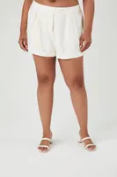 Women's Linen-Blend Shorts in White, 1X