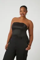 Women's Satin Tube Bodysuit Black,