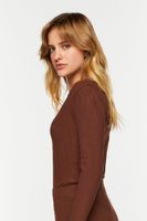 Women's Ribbed Thumbhole Bodysuit in Chocolate Medium