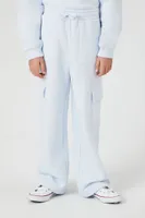 Kids Fleece Cargo Pants (Girls + Boys) in Baby Blue, 13/14