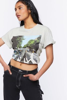 Women The Beatles Abbey Road Graphic Tee in Grey, M/L
