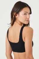 Women's Seamless Square-Neck Bikini Top in Black Medium