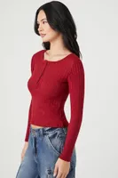 Women's Ribbed Knit Long-Sleeve Top