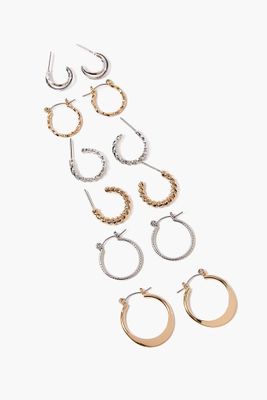 Women's Twisted & Etched Hoop Earring Set in Gold/Silver