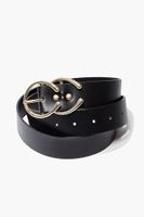 Faux Leather Hip Belt in Black/Gold, M/L