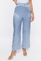 Women's Satin Wide-Leg Pants in Dusty Blue Large