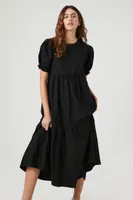 Women's Denim Ruffle Tiered Maxi Dress