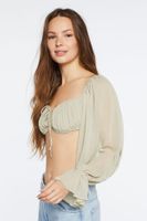 Women's Sweetheart Lace-Back Crop Top in Sage Large