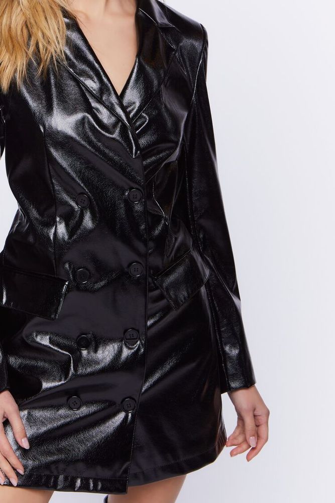Women's Faux Leather Blazer Mini Dress