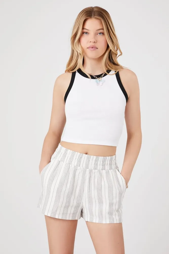 Women's Striped Pull-On Shorts Ivory/Black