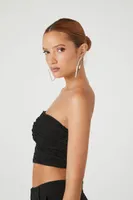 Women's Ruched Tube Top in Black Large