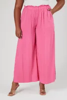 Women's Split Wide-Leg Pants in Hot Pink, 1X