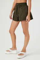 Women's Pull-On Drawstring Shorts in Dark Olive Large