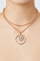 Women's Layered Hammered Pendant Necklace in Gold