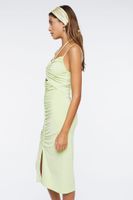 Women's Ruched Cutout Halter Midi Dress in Wild Lime Medium