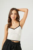 Women's Sweater-Knit Contrast-Trim Cropped Cami