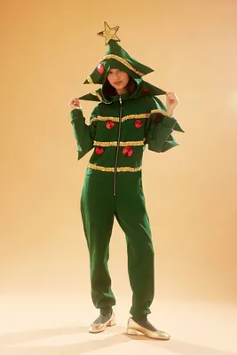 Women's Christmas Tree Jumpsuit in Green Medium