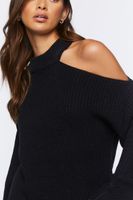 Women's Asymmetrical Open-Shoulder Sweater in Black Small