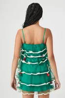 Women's Tiered Mesh Christmas Tree Dress