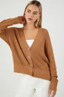 Women's V-Neck Cardigan Sweater in Camel Small