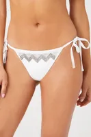 Women's Beaded Chevron Bikini Bottoms in White, XL