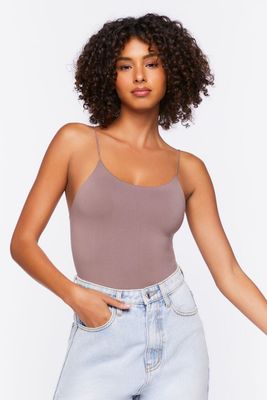 Women's Seamless Cutout Cami Bodysuit in Deep Taupe Medium