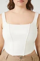 Women's Corset Crop Top in Cream, 3X