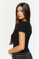 Women's Sweetheart Lace-Up Sweater Top in Black Small