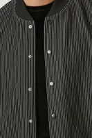 Men Pinstriped Bomber Jacket