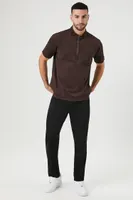 Men Faux Suede Mock Neck Top in Cocoa Medium