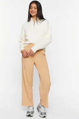 Women's Cropped Wide-Leg Trousers in Taupe Small