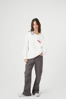 Women's Fleece New York Graphic Pullover in Cream/Red Large