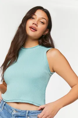 Women's Sleeveless Sweater-Knit Top in Celadon Medium