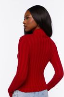 Women's Ribbed Mock Neck Sweater in Red Small