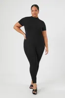 Women's Mock Neck Jumpsuit in Black, 0X